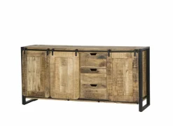 Dressoir Woodstock 200cm - mango massief & metaal - naturel & zwart