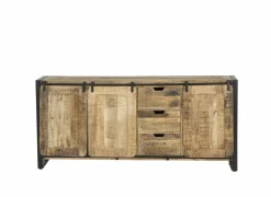Dressoir Woodstock 200cm - mango massief & metaal - naturel & zwart