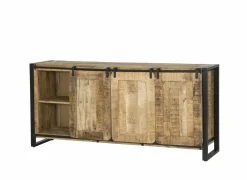 Dressoir Woodstock 200cm - mango massief & metaal - naturel & zwart