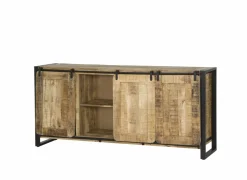 Dressoir Woodstock 200cm - mango massief & metaal - naturel & zwart