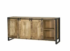 Dressoir Woodstock 200cm - mango massief & metaal - naturel & zwart