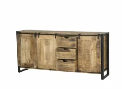 Dressoir Woodstock 200cm - mango massief & metaal - naturel & zwart