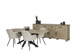 Eetkamer Alba met 4 stoelen Casimir - tafel 225x100cm - dressoir 233cm