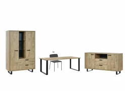 Eetkamer Como 1 met 4 stoelen Epoca antraciet - tafel 170x95cm - dressoir 170cm - kast 120cm