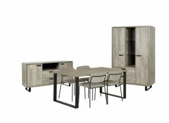 Eetkamer Como 2 met 4 stoelen Epoca beige - tafel 170x95cm - dressoir 170cm - bergkast 120cm