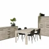 Eetkamer Elias met 4 stoelen Chuck - tafel 190x90cm - dressoir 201cm - barkast 120cm