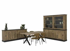 Eetkamer Etienne met 4 stoelen Jumper - tafel 220x95cm - dressoir 221cm - opzetstuk 221cm