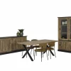 Eetkamer Etienne met 4 stoelen Jumper - tafel 220x95cm - dressoir 221cm - vitrinekast 135cm