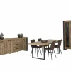 Eetkamer Onno met 4 stoelen Churchill - tafel 200x100 - dressoir 225cm - vitrinekast 114cm