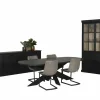 Eetkamer Raphael met 4 stoelen Cloud - tafel 230x119cm - dressoir 240cm - vitrinekast 122cm