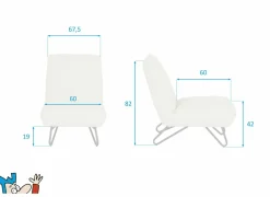 Fauteuil Guts 67,5x93x82cm - bouclé - ecru