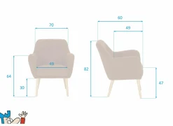 Fauteuil Pacha 70x60x82cm - stof - grijs