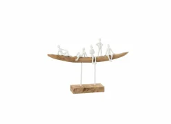 Figuur Mensen op bank H30,5cm - hout massief & metaal - naturel/wit