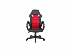 Gamestoel Compass 59x65x106cm - lederlook - zwart & rood