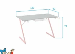 Gamingbureau Roald 120x60x74cm - melamine & metaal -  rood & zwart