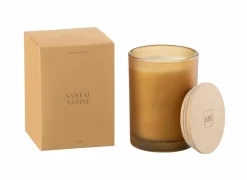 Geurkaars Santal Satine Ø8,5x12,5cm - glas/paraffine - oranje