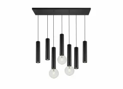 Hanglamp 90cm 4xGU10 3xE27 - aluminium - zwart