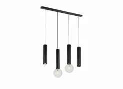 Hanglamp 90cm 2xGU10 2xE27 - aluminium - zwart