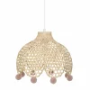 Hanglamp kinderkamer Pompon Ø28cm - bamboe - naturel & roze