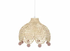 Hanglamp kinderkamer Pompon Ø28cm - bamboe - naturel & roze