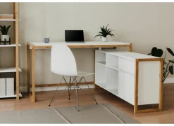 Hoekbureau Denver 139x142x75cm - decor - wit & artisanale eik