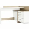 Hoekbureau Thales 128x106cm - decor - brushed oak & white pearl