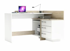 Hoekbureau Thales 128x106cm - decor - brushed oak & white pearl