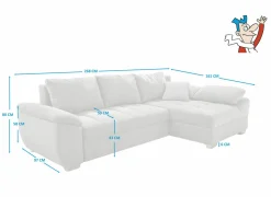 Hoeksalon Alster 268x161cm - stof - lichtblauw met bedfunctie