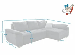 Hoeksalon Alster 268x161cm - stof - zwart met bedfunctie