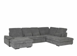 Hoeksalon Artus 371x260cm - stof - grijs met bedfunctie & opbergruimte