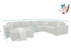 Hoeksalon Brixen 379x227cm - stof - bruin met bedfunctie