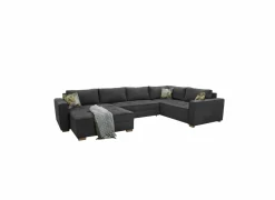 Hoeksalon Brixen 379x227cm - stof - donkergrijs met bedfunctie