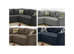 Hoeksalon Brixen 379x227cm - stof - blauw met bedfunctie