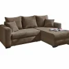 Hoeksalon Elmau 235x169cm - stof - bruin met bedfunctie & opbergruimte