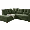 Hoeksalon Heidelberg 228x199cm - stof - groen met bedfunctie & relax & opbergruimte