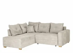 Hoeksalon Heidelberg 228x199cm - stof - lichtgrijs met bedfunctie & relax & opbergruimte