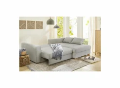 Hoeksalon Kampen 288x186cm - stof - lichtgrijs met bedfunctie & opbergruimte