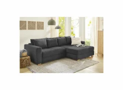 Hoeksalon Kampen 288x186cm - stof - grijs met bedfunctie & opbergruimte