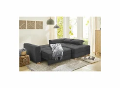 Hoeksalon Kampen 288x186cm - stof - grijs met bedfunctie & opbergruimte