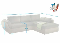 Hoeksalon Taifun 272x200cm - stof - bruin met bedfunctie