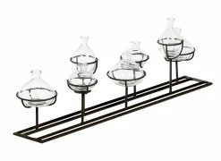 Houder voor vaasjes 70cm - metaal & glas - zwart