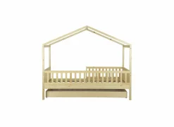 Huisbed Cinderella 90x200cm - den massief - naturel met opberglade