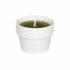 Kaars in witte terracotta pot H10cm fresh lime