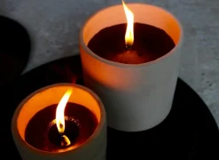 Kaarsenhouder beton Ø18x10cm - terracotta - grijs