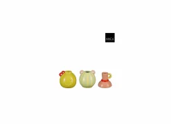 Kaarsenhouder Duke H8,5cm - dolomiet - oker/groen/roze