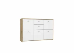 Kast Best Chest 114x30x78cm - decor - artisanale eik & wit