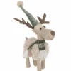 Kerstdecoratie Eland Sjaal S 22x8x49cm - polyester - gebroken wit & groen