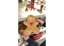 Kerstdecoratie Gingerman Bord 25,5x20,5x2,5 - dolomiet - karamelbruin