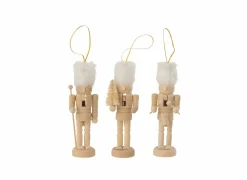 Kerstdecoratie Notenkraker  Hout & bont - naturel & wit 3 stuks