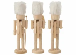 Kerstdecoratie Notenkraker  Hout & bont - naturel & wit 3 stuks